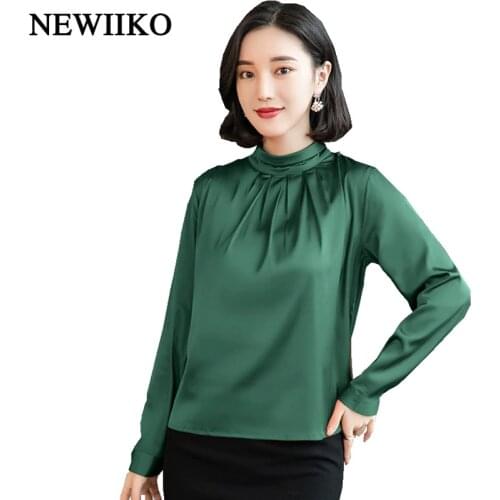 Fashion Women solid color loose Tops Turtleneck Long Sleeve Blouses Office Shirts Plus Size Casual spring Autumn Basic Shirt