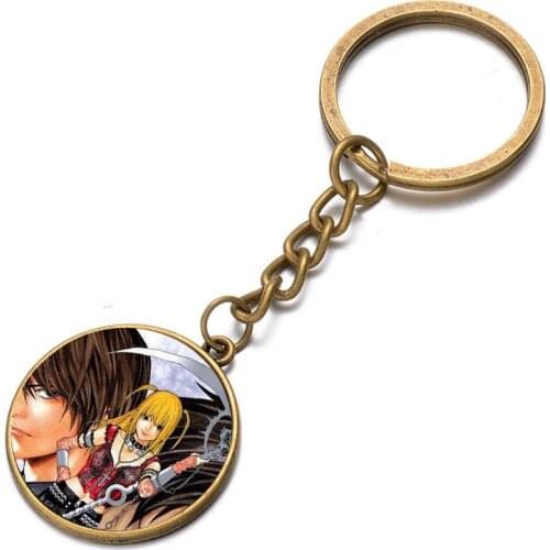 Anime Death Note Keychain Bronze Silver black Glass Dome Key Chain Bag Charm Pendant Keyring Holder Kids boy girl Pendant