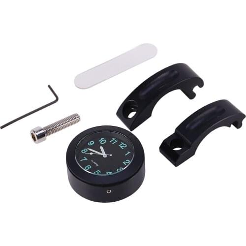 Universal 7/8" New black Waterproof shock resistant Motorbike Handlebar Mount Clock Glow Watch quality Billet Aluminum Material