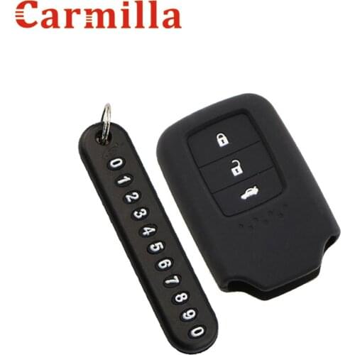 Carmilla Silicone Key Fob Cover Case Shell for Honda CITY 2017 for Accord Vezel Civic Pilot CRV HRV JAZZ Remote Keyless Holder