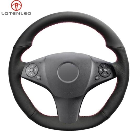 Black Genuine Leather Car Steering Wheel Cover For Mercedes-Benz SLR-Class 2009 SL-CLass AMG 63 65 2009-2012 SLK-Class AMG 55