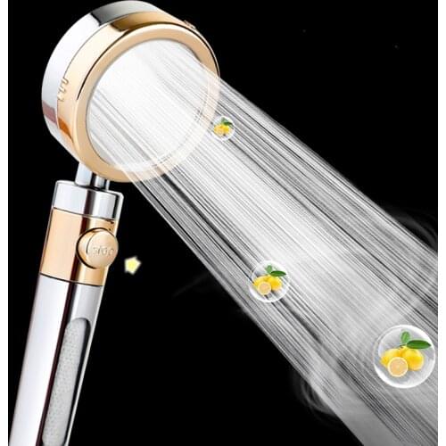 Lemon Aroma Shower Head With Water Stop Button Can Double Purify Water Quality High Pressure Water Saving Skin Care