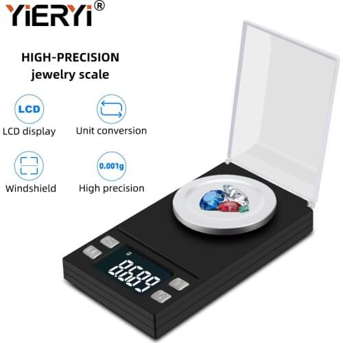 Yieryi 100g/50g/20g/10g Electronic Scales 0.001 LCD Digital Scale Jewelry Medicinal Herbs Portable Lab Weight Milligram Scale