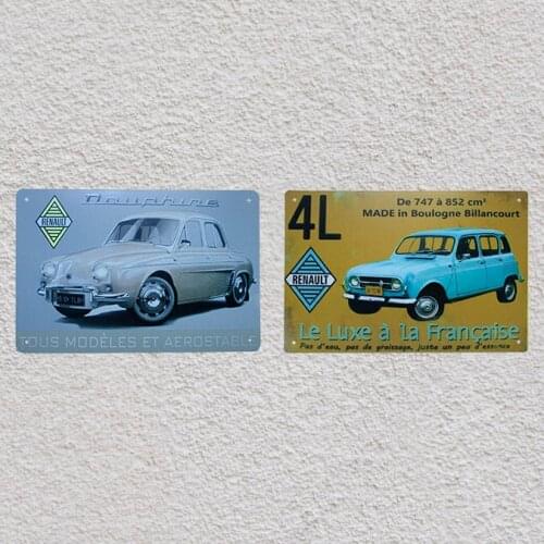 French Old Antique Car R4 Dauphine 4L Garage Shop Tin Plate Signs wall man cave Decoration Art retro vintage Poster metal