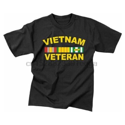 Rothco Vietnam Veteran Black T-Shirt with Campaign Service Ribbon Tee 66540 Fashion Street Wear Short Sleeve T Shirt