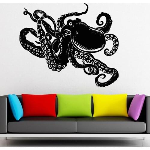 Nice Octopus Wall Sticker Marine Animal Vinyl Wall Decal Kids Room Nursery Wall Decor Waterproof Bathroom Decoration Mural X935
