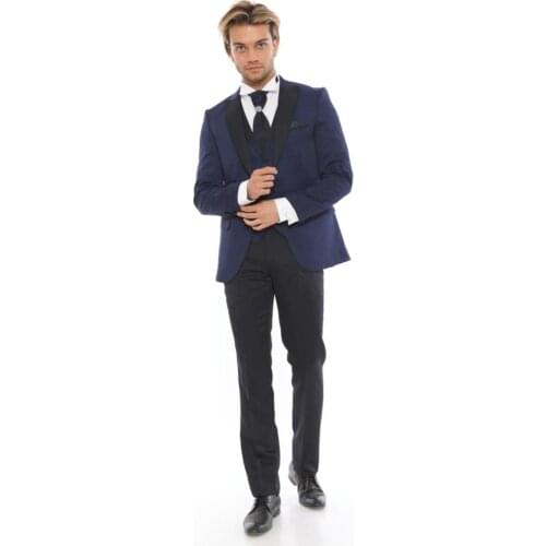 Handsome Groomsmen Peak Lapel Groom Tuxedos Mens Wedding Dress Man Jacket Blazer Prom Dinner (Jacket+Pants+Tie+Vest) A170