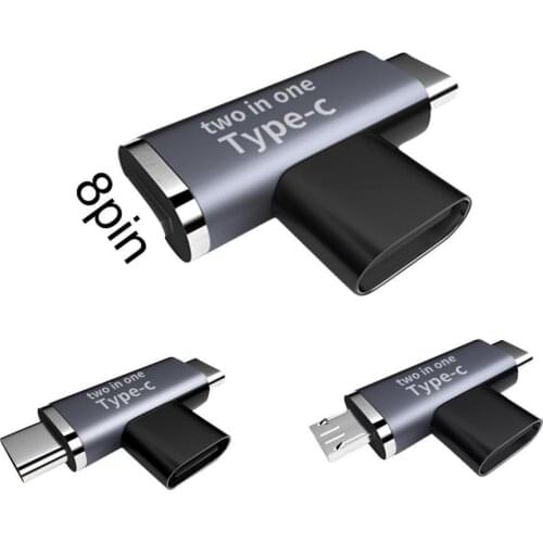 Mini Adapter 2-in-1 High Speed T-type Type-C Female to Double Type-C Male Converter for Mobile Phone