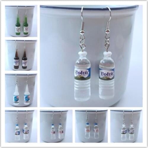 Fashion Creative Simulation of Mineral water bottles Earrings Wine Bottle Earrings Cute Handmade Earrings Womens Jewelry