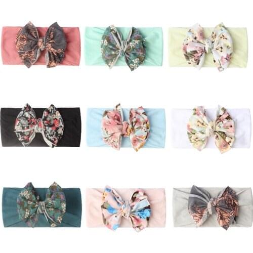 18*9 CM Soft Skin-friendly Elastic Nylon Hairband Cute Print Bows Newborn Headband Baby Hair Accessories Christmas Decoration