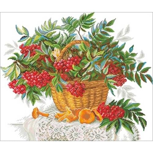 A basket of red currants patterns Counted Cross Stitch 11CT 14CT 18CT DIY Cross Stitch Kit Embroidery Needlework Sets home decor