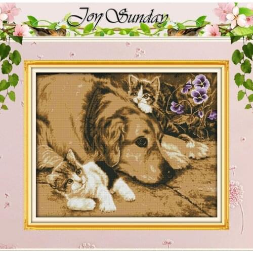 Intimate Partner Counted Cross Stitch DIY 11CT 14CT Cross Stitch Set Dog and Cat Animal Cross-stitch Kits Embroidery Needlework