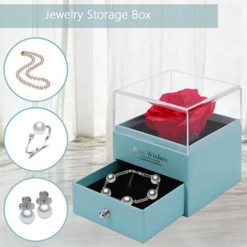 Behogar Eternal Rose Jewelry Gift Box with Heart-shaped Necklace Greeting Card Fashion Gift for Mother Wife Birthday Anniversary