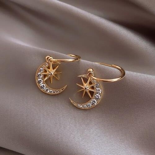 New Arrival Fashion Geometric Women Dangle Earrings Earrings Of Star And Moon Female Korean Jewelry
