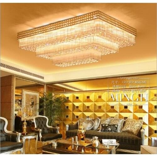 Living room ceiling lamp living room crystal lamp rectangle new atmosphere led ceiling lamp living room dining room bedroom