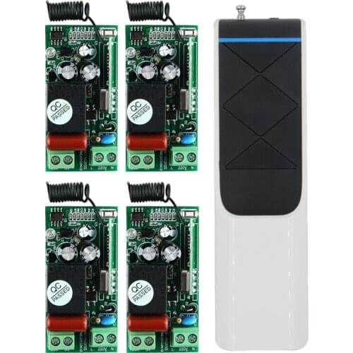 AC220V 1CH Wireless Remote Control Relay Light Switch System 4 Receiver With Long DistanceTransmitter Light Lamp LED SMD ON OFF