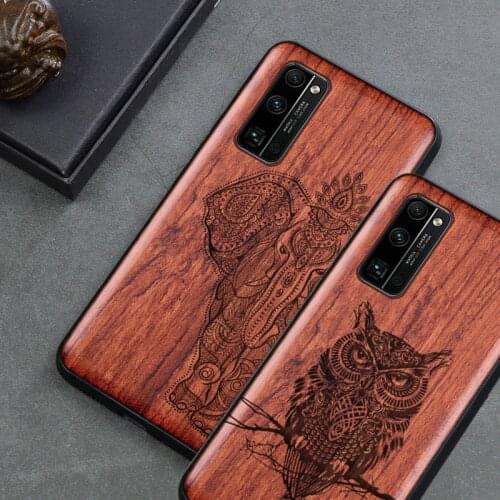 Carved Wood Case For Huawei Honor 30 Pro Shockproof Case TPU Bumper Cover For Honor 30 Pro Case Wood Shell Honor 30