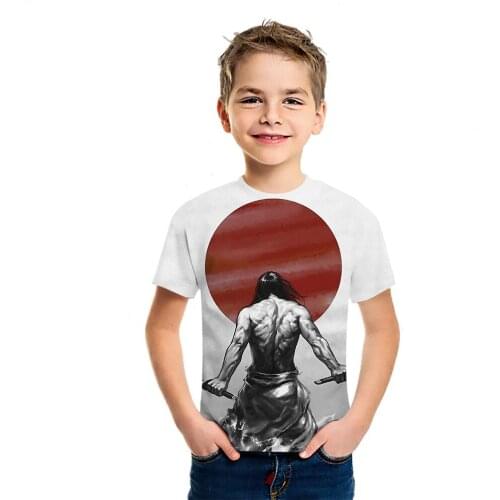 Samurai 2021 New Fashion Versatile T-Shirt 3D Print Top Boys And Girls Popular Short Sleeve Personalized Creative Childrens Wea
