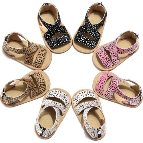 0-18M Baby Boys Girls Leopard Sandals Anti-Slip Rubber Sole Toddler Outdoor Clogs Shoes