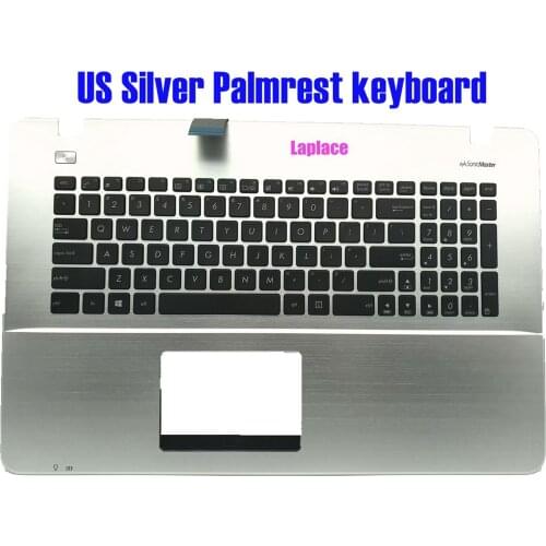 US Silver Palmrest keyboard for Asus F751L F751LK F751LX F751LD F751LDV