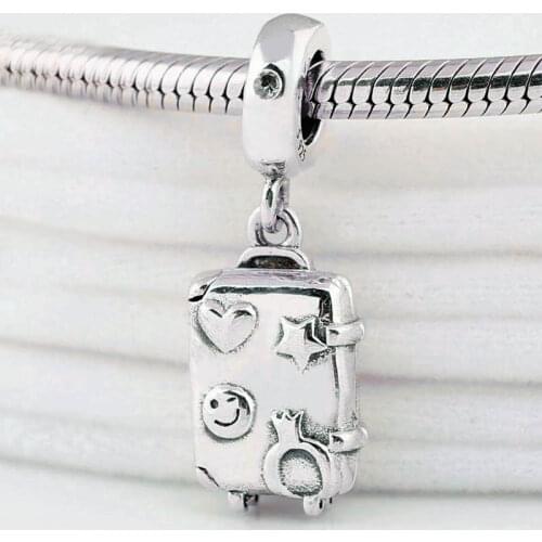 Original Heart Star Winky Face Ready To Explore Suitcase Pendant Bead Fit 925 Sterling Silver Charm Bracelet Diy Jewelry