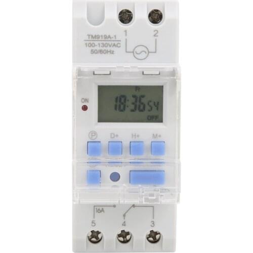 100-130V AC 16A Weekly 12/24hrs Timer Switch LCD On Off Control Programmable Time Relay LCD Digital Display