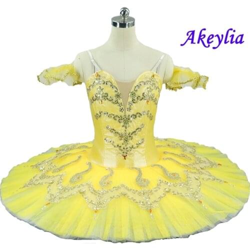 Adult Yellow Professional Ballet Tutu Pancake Classical Romeo and Juliet Performance Stage Competition Ballerina Stage Costumes