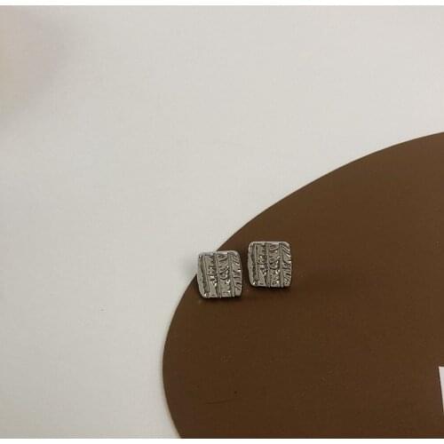 TIMEONLY Statement Square Bump Metal Stud Earring for Women Ladies Minimalist Earrings Street Style Vintage Accessories Hip Hop