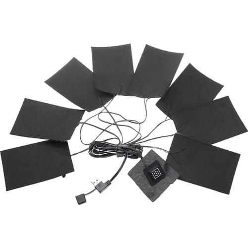 1-to-8 Winter Clothes Thermal Warming Pad Jacket Vest Fiber Thermal Heated Sheet Piece 5V Safety USB Heating Temperature Control