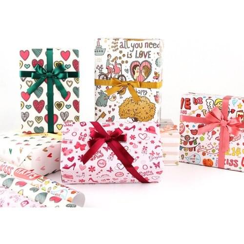 10pcs Gift Wrapping Paper Valentines Day Wedding Gift Wrapping Paper LOVE Christmas Gift Box Paper