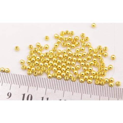 100 PCS 2.5mm Round Golden Metal Ball Connectors Tiny Beads