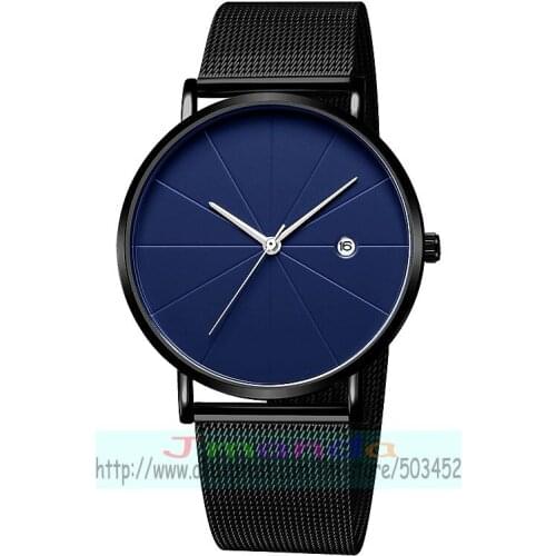 100pcs/lot geneva 687 fashion high quality calendar mesh watch no logo blue dial lady quartz wrist watch wholesale clock