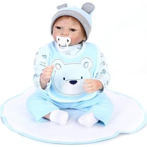 22" doll reborn baby rooted hair soft touch silicone reborn babies boneca children toys gift girls dolls