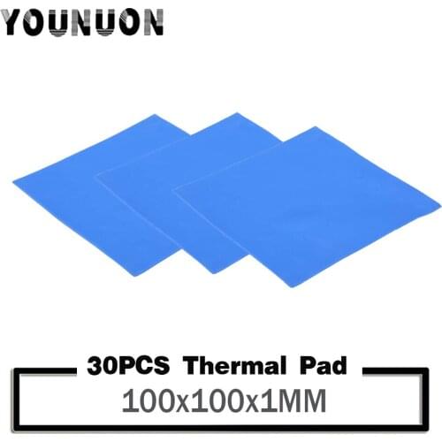 30pcs YOUNUON 100mm*100mm*1mm CPU Thermal Pad Heatsink Cooling Conductive Silicone Pad
