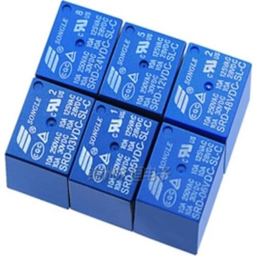 5PCS/lot Songle Relay SRD-03V 05V 06V 09V 12V 24VDC-SL-A -SL-C SRD-05V 09V 12V 24V 48V DC-SL-A 10A 4/5 feet