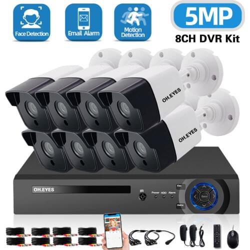 8CH CCTV Camera System 5MP AHD DVR Kit Outdoor Motion Detection Security Surveillance Camera System Set XMEYE 8Channel NVR H.265