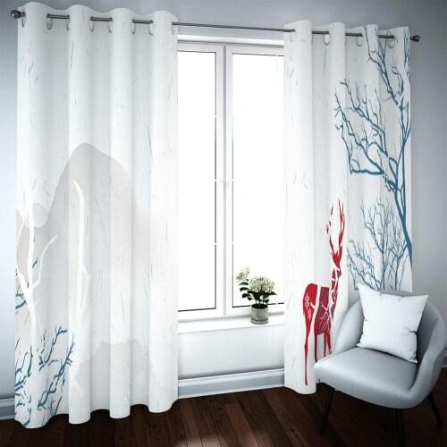 White forest curtains Customized 3d curtains new window balcony thickened windshield blackout curtains