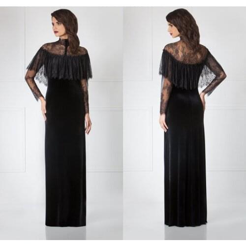 Black Bathrobe for Women Long Sleeve High Neck Lace Lingerie Nightgown Pajamas Sleepwear Bridal Gowns Wrap Housecoat Nightwear