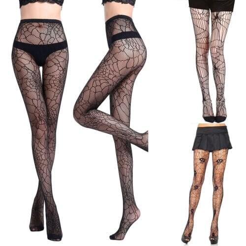 Halloween Skull Mystery Knee High Stockings For Women Sexy Tights Mesh Net Fishnet Stockings Pantyhose Kabaretki 2022 Gift