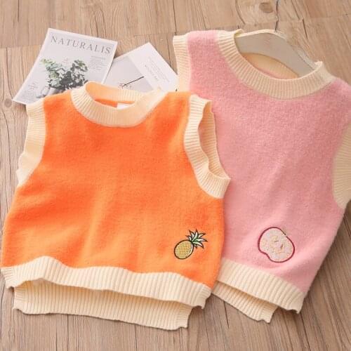 Childrens Knitted Vest Coats Baby Girls Outwear 2020 New Toddler Girl Cotton Knitted Jackets Kids Casual Sleeveless Vests 2-8Y