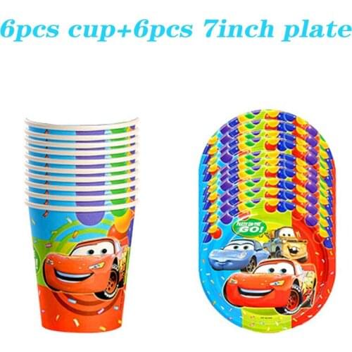 Disney Lightning McQueen Car Theme Disposable Tableware Supplies Children Birthday Party Decoration Paper Cup Plate Baby Shower