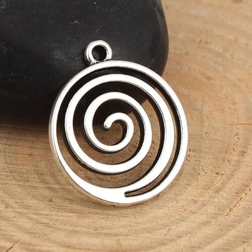 DoreenBeads Zinc Based Alloy Charms Pendant For Necklace Bracelet Spiral Silver Color Wave 19mm( 6/8") x 17mm( 5/8"), 20 PCs