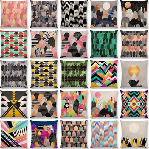 Ｄouble Colorful Rocks Candy Gems Stained Glass Abstract Blocks Geometric Art Prints Cushion Cover Car Sofa Throw Pillow Case