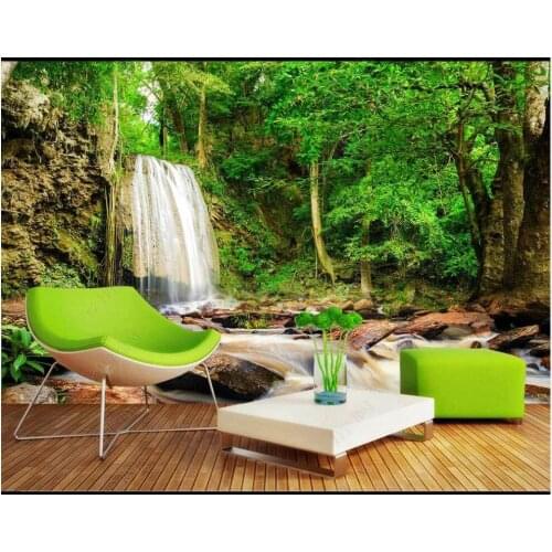 Custom photo mural 3d wallpaper Beautiful waterfall forest scenery decor bedroom 3d wall murals wallpaper for walls in rolls