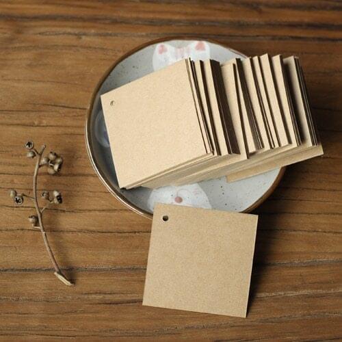 Square card Simple Style Pack of 20 Pieces Message Word Card 7X7cm Kraft not Including string