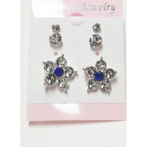 LELX 3 SETS/PC Beautiful Crystal Stud Earring for Women
