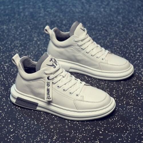 Men Leather Shoes Casual Fashion Soft Business Sports Shoes White Designer Sneakers New Laces Comfort Shoes Man Flat Shoes