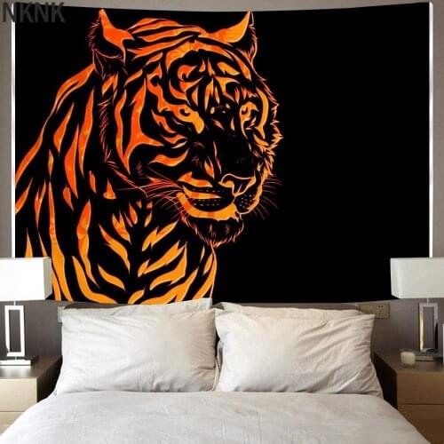NKNK Tiger Tapestry Animal Rug Wall Black Tapestries Psychedelic Home Tapestrys Wall Hanging Mandala Hippie Printed