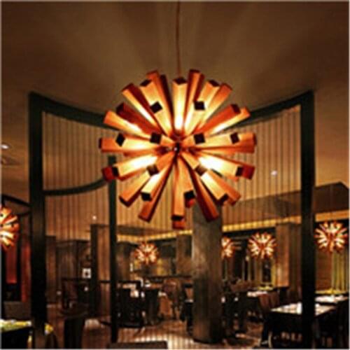 Dandelion Wooden Pendant Lights Hanging Solid Wood Lamps Dinning Room Restaurant Fixtures Indoor Decoration Hange Lamp