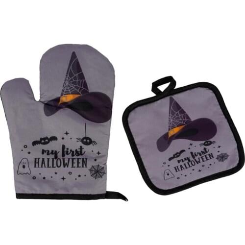 Kitchen Gloves Halloween Hat Pattern Insulation Pad Microwave Gloves Baking BBQ Oven Potholders Oven Mitts Potholder Pad